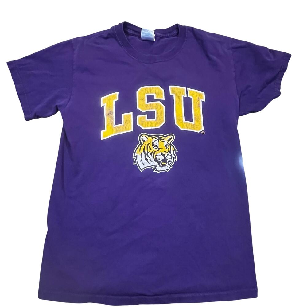 LSU Tigers T Shirt Women Small Purple Graphic NCAA College Football‎ Logo Cotton